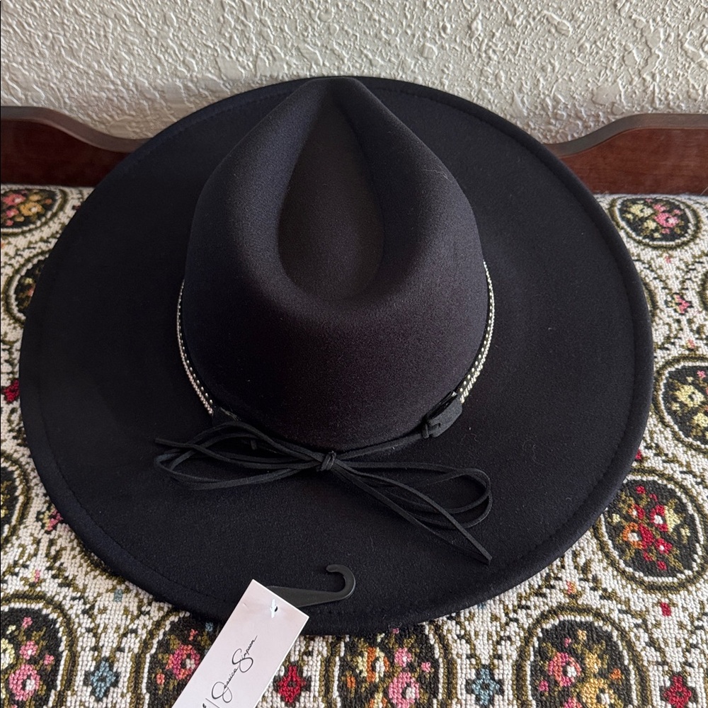 Jessica Simpson Black Cowgirl hat with gold and rhinestones - Picture 2 of 6
